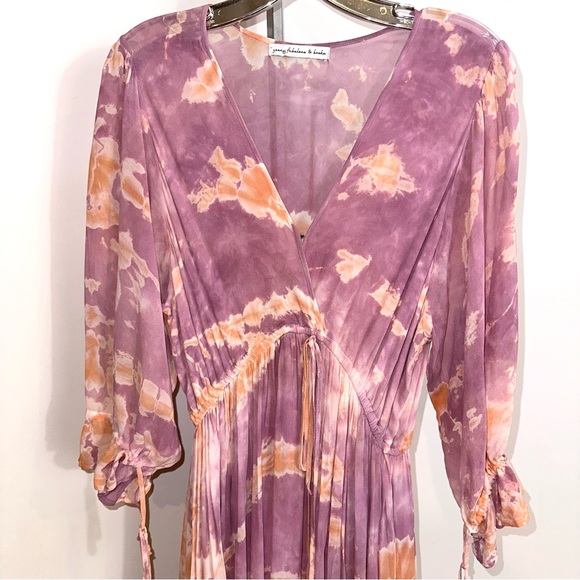 Young Fabulous & Broke Purple and Orange crepe tie dye Dress - Picture 5 of 7